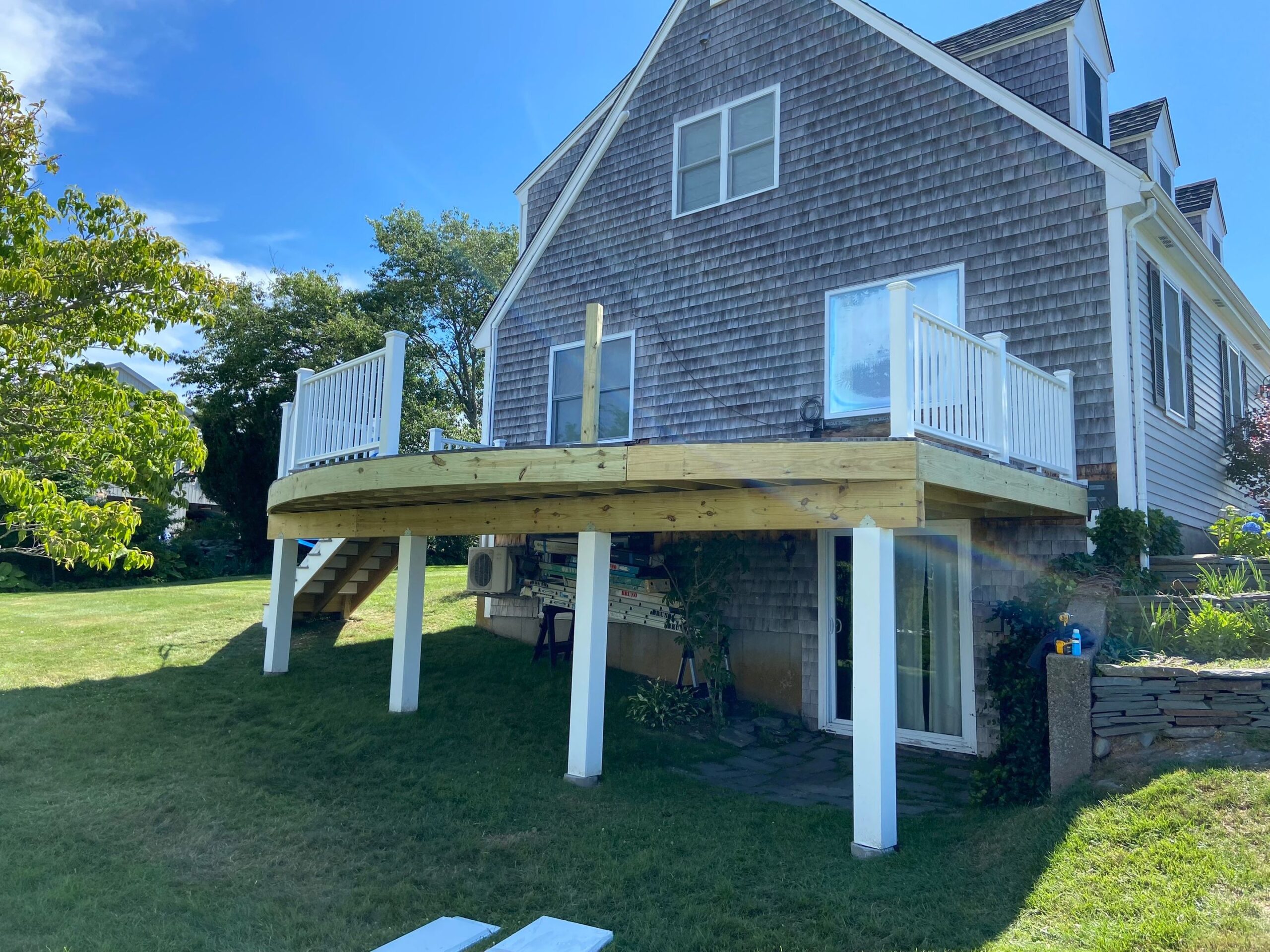 a deck being repaired by bruno painting in rhode island