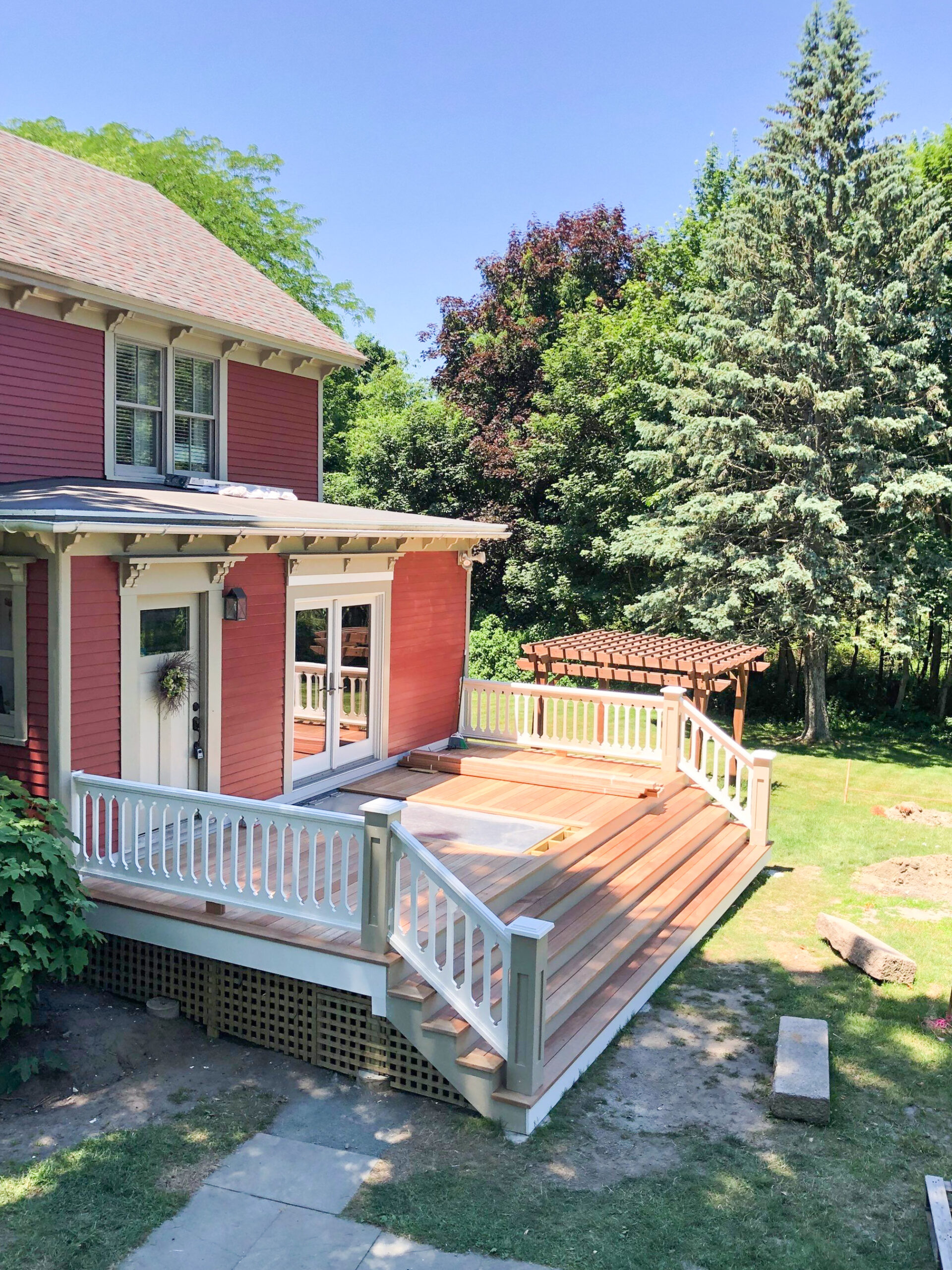 A great exterior carpentry project that can be done in a month is a newly built deck